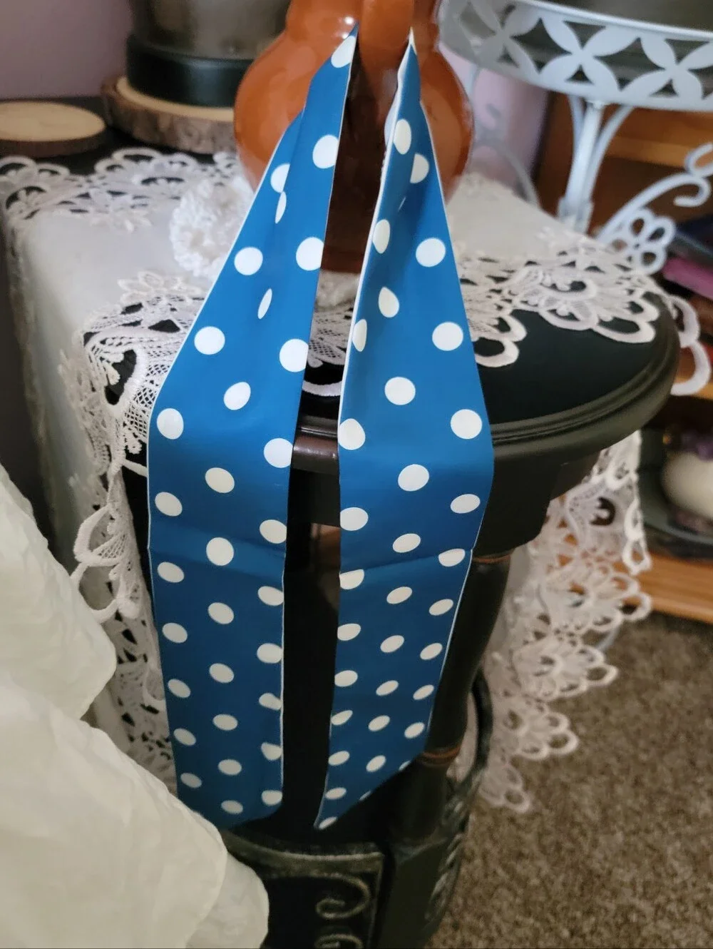 Blue Polka Dot Scarf